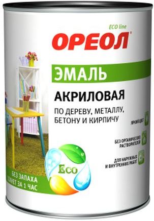 Эмаль акриловая Ореол, синяя глянцевая, 0.9 кг купить в СОМ