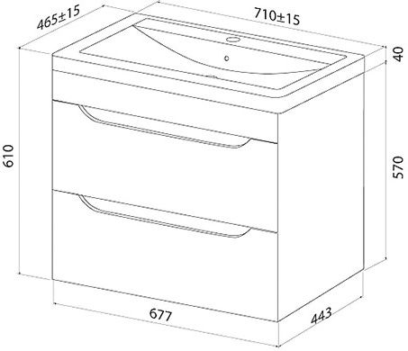 Тумба-умывальник подвесная Iddis Ray RAY70W0i95K 70, белый, с раковиной 4077000i28 купить в СОМ