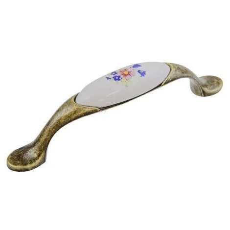 Ручка-скоба мебельная Чибис 96-7456, цветы, бронза/керамика купить в СОМ