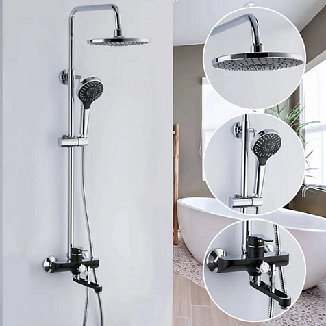 Система душевая Frap F2442, смеситель, тропический душ, черный купить в СОМ