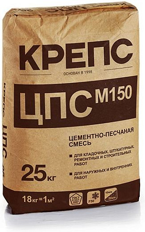 Смесь цементно-песчаная Крепс М150, 25 кг купить в СОМ
