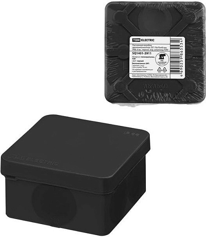 Коробка распред.TDM двухкомпонентная ОУ 70х70х40 6гермов.,черный IP66 купить в СОМ