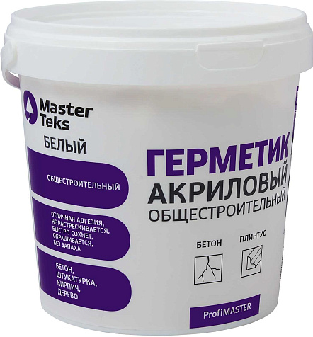 Герметик акриловый MasterTeks ProfiMaster, общестроительный, белый, 0.9 л купить в СОМ