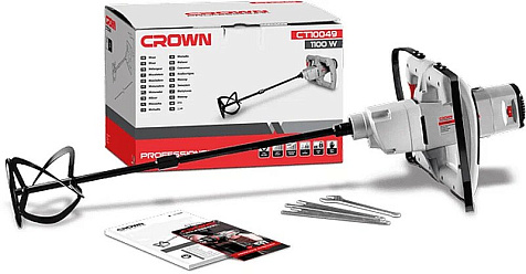 Миксер электрический строительный CROWN CT10049, 1100Вт, патрон М14 купить в СОМ