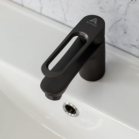 Смеситель для раковины Антей Базальт 303535, цинковый сплав, графит купить в СОМ