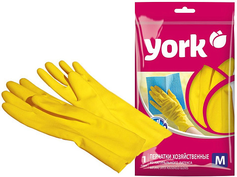 Перчатки York латекс 60гр 30см х/б напыление рельеф M купить в СОМ