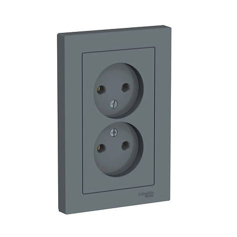 Розетка AtlasDesign 2-м 16А ,без заземления,  в сборе, грифель купить в СОМ