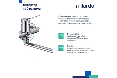 Смеситель для ванны Milardo Enjoy ENJSB00M10, латунь, хром купить в СОМ