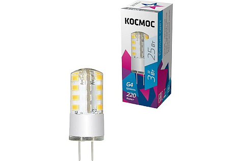 Лампа светодиодная LED 3Вт 220В G4 4500К КОСМОС купить в СОМ