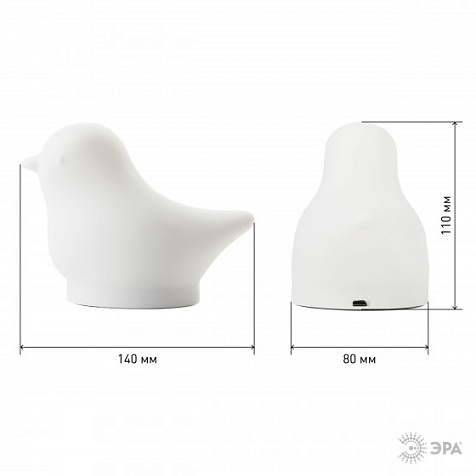 Ночник Эра NLED-412 птичка, RGB 3хААА /USB белый купить в СОМ