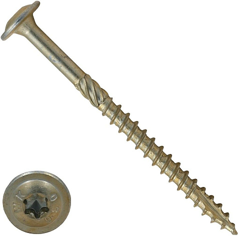 Саморез конструкционный тарельчатый, желтый цинк, 8 х 320, Torx, 1 шт купить в СОМ