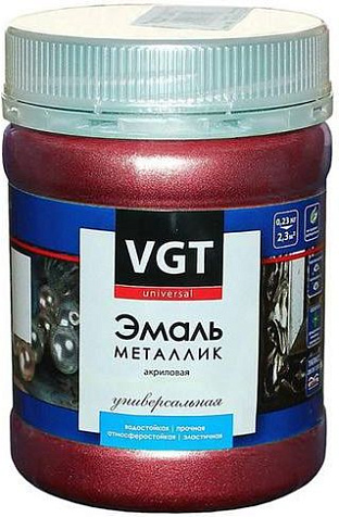 Эмаль акриловая VGT универсальная, металлик, гранат, 0.23 кг купить в СОМ