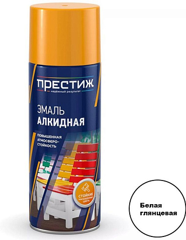 Эмаль аэрозольная Престиж, алкидная, белая глянцевая, 520 мл купить в СОМ