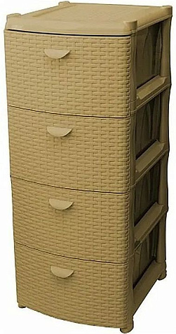 Комод 4 секции Ротанг 405x505x960мм бежевый купить в СОМ
