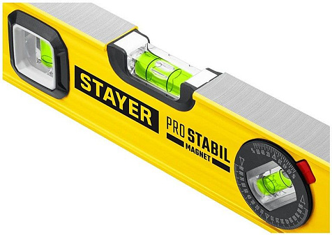 Уровень STAYER Profi, алюминиевый, магнитный, с ручкой, 3 глазка, 1500мм купить в СОМ