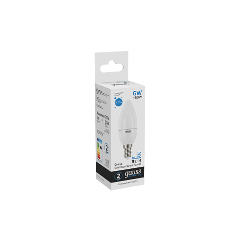 Лампа Gauss Elementary Candle 6Вт E14 6500K LED свеча купить в СОМ