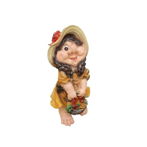 Фигура садовая Девочка-гном с корзинкой 23x25x49см купить в СОМ