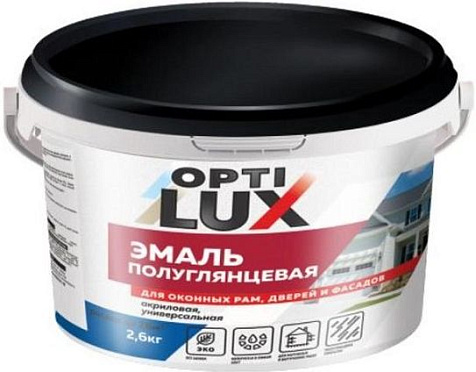 Эмаль акриловая Оптилюкс, универсальная, полуглянцевая, 2.6 кг купить в СОМ