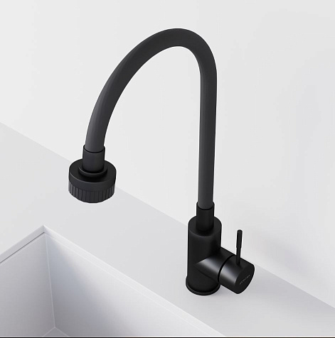 Смеситель для мойки Avrora Kitchen AV9001B, латунь, черный купить в СОМ