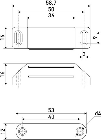 Защелка мебельная магнитная StahlBuro L-60 h-15, белый, 4шт купить в СОМ