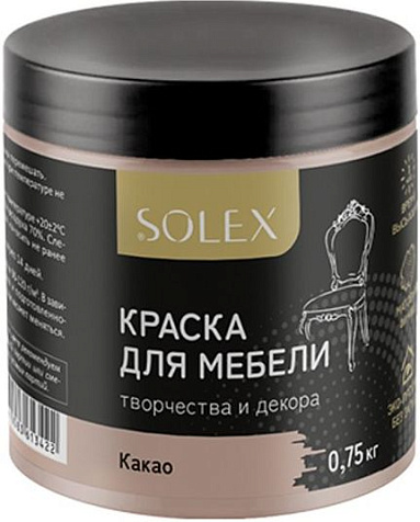 Краска акриловая Solex, для мебели, какао, 0.75 кг купить в СОМ