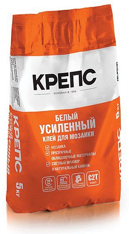 Клей для плитки усиленный КРЕПС, 5 кг белый купить в СОМ