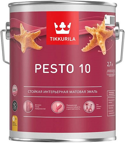 Эмаль алкидная Tikkurila Euro Pesto-10, матовая, база А, 2.7 л купить в СОМ