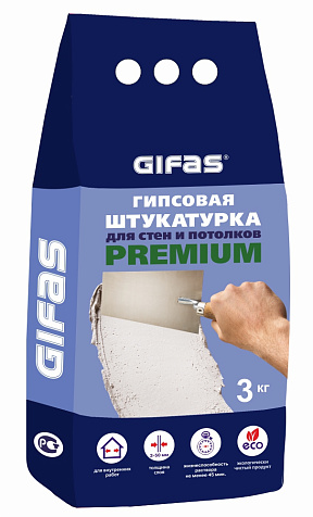 Штукатурка ГИФАС Премиум, гипсовая 3 кг купить в СОМ