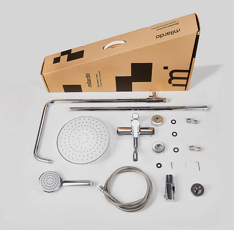 Система душевая Milardo Stripe STRSB1FM06, смеситель, тропический душ купить в СОМ