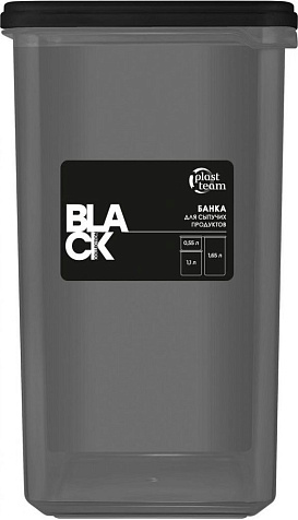 Банка для сыпучих продуктов Plast Team Black 1,1л прямоугольная купить в СОМ