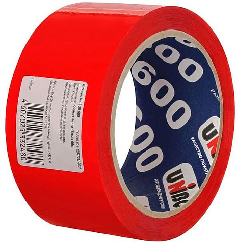 Лента клейкая Unibob 600, 48 мм х 24 м, 45 мкм, красная купить в СОМ