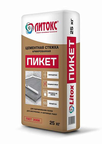 Стяжка цементная ЛИТОКС ПИКЕТ, 25 кг купить в СОМ