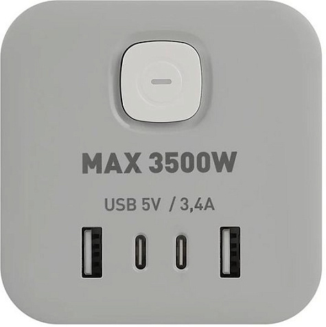 Удлинитель Эра 3 гнезда  1.5м с/з выключатель ПВС 3500Вт 3x0.75мм² 4xUSB (2xA+2xC) белый куб купить в СОМ