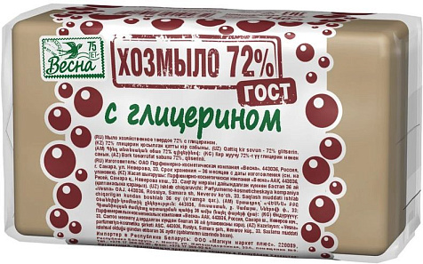 Мыло хозяйственное Весна с глицерином 72% в обертке 140г купить в СОМ
