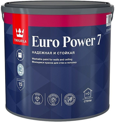 Краска водно-дисперсионная Tikkurila Euro-7 А латексная, матовая, База А, 9 л купить в СОМ