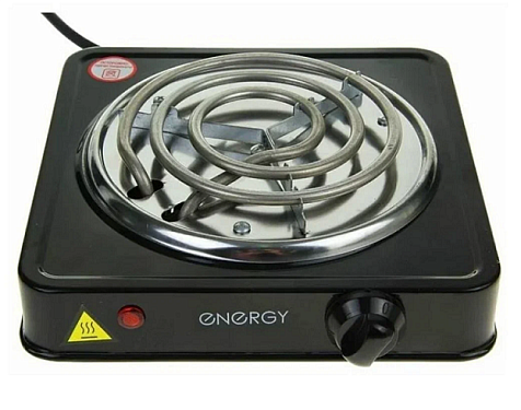 Электроплитка Energy EN-902B, 1 конфорка, спираль 1кВт черная купить в СОМ