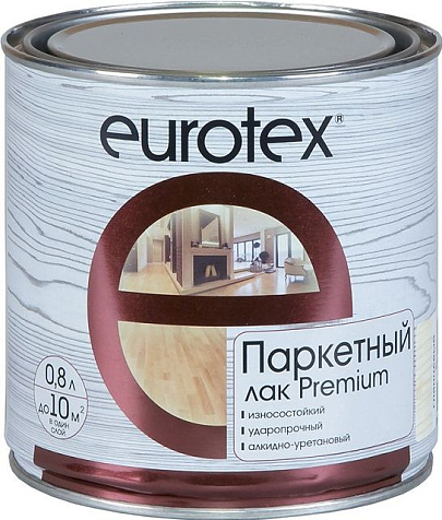 Лак паркетный Eurotex Premium, глянцевый, 0.8 л купить в СОМ