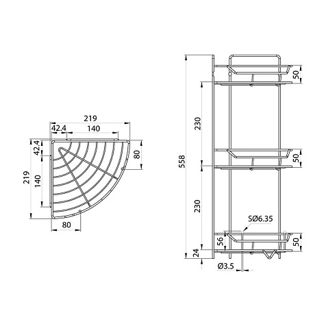 Полка для ванной Milardo Grid GRICC3CM44, угловая, трехэтажная купить в СОМ