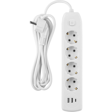 Удлинитель ОНЛАЙТ OPE-USB-04-500-ESC-3x1  4 гн, 2гн USB-A,1гн USB-С, 5 м, выкл СЗ 10А IP20 бел. купить в СОМ