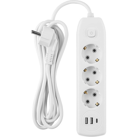 Удлинитель ОНЛАЙТ OPE-USB-03-500-ESC-3 3 гн, 2гн USB-A,1гн USB-С, 5 м, выкл  СЗ 10А IP20 белый купить в СОМ