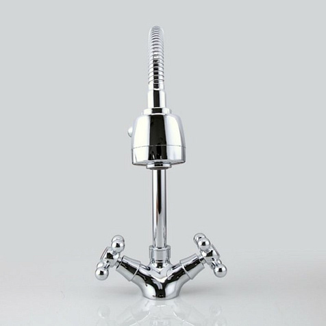 Смеситель для мойки Frap 4319, двухвентильный, гибкий излив купить в СОМ