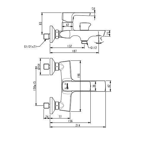Смеситель для ванны Lemark Ursus LM7214BL, черный купить в СОМ