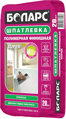 Шпатлевка финишная БОЛАРС SUPER, полимерная, 20 кг купить в СОМ