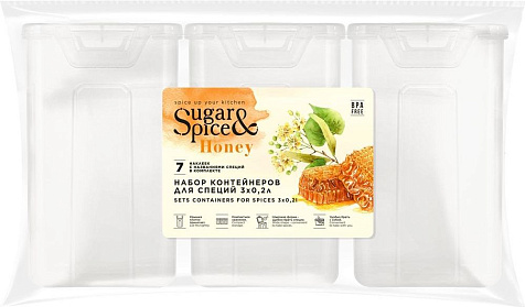 Банка Sugar&Spice Honey для специй 0,2л 3шт прозрачная купить в СОМ