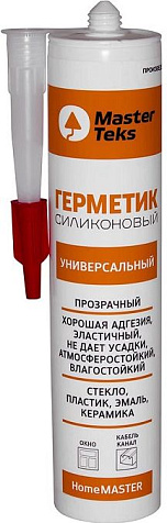 Герметик силиконовый MasterTeks HomeMaster, универсальный, прозрачный, 260 мл купить в СОМ