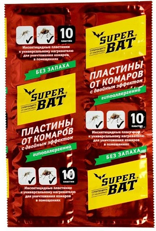 Пластины от комаров и мух SuperBAT 10шт Двойной эффект купить в СОМ