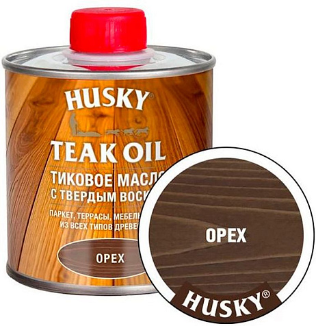 Масло тиковое Husky Siberian с твердым воском, орех, 0.25л купить в СОМ