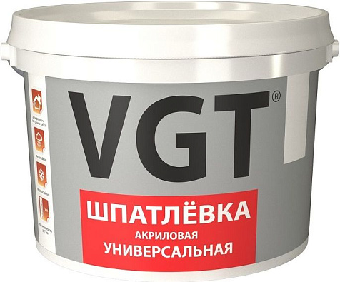 Шпатлевка акриловая VGT, универсальная, влагостойкая, 1 кг купить в СОМ