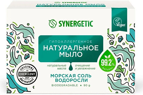 Synergetic Мыло морская соль и водоросли 90г купить в СОМ