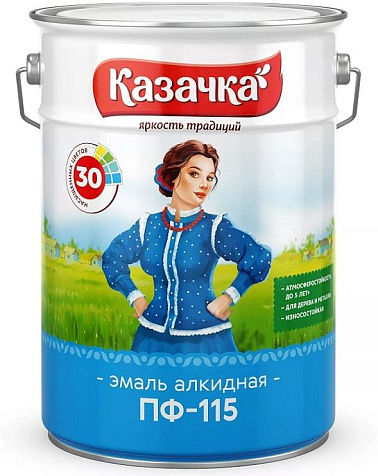 Эмаль ПФ-115 Казачка, глянцевая, черная, 6 кг купить в СОМ